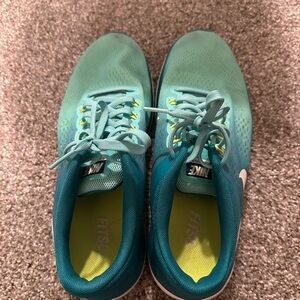 Nike Free Aqua and Lime Athletic Sneakers